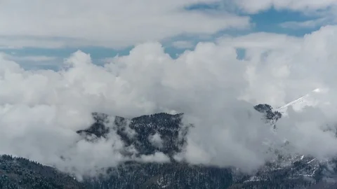 Mountain Forest boiling Coluds on Sky time lapse Stock-Footage 83692631