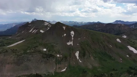 Mountain Forest Clouds Panorama push in Aerial Stock Footage 143722659