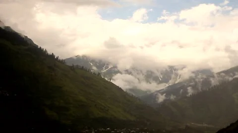 Mountain, Forest, Fields (Clouds time-lapse motion in the Sky) Stock Footage 58178824