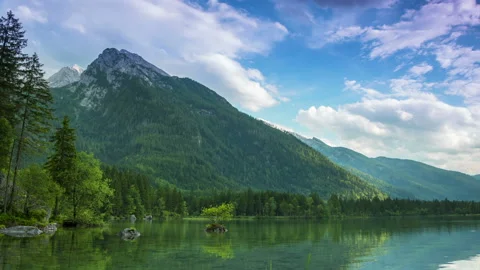 Mountain Forest Lake and Clouds. Time Lapse Stock Footage 106458186