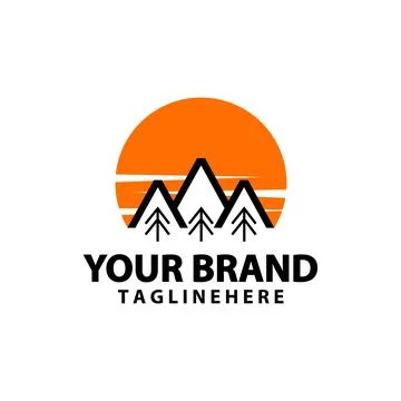 Mountain forest logo design vector Stock Illustration