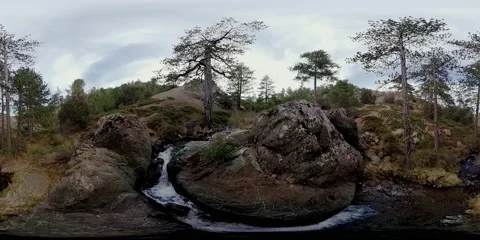 Mountain forest river cascading and flowing through the rocks Stock Footage 154877326
