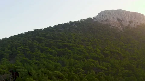 Mountain Forest Sunset Light Drone Aerial Nature Landscape Stock Footage 154521582