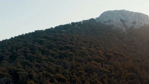 Mountain Forest Sunset Light Drone Aerial Nature Landscape Stock Footage 154521583