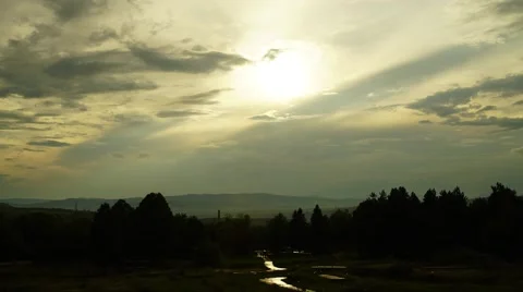 Mountain Forest Sunset Timelapse 4K Stock Footage 63919978