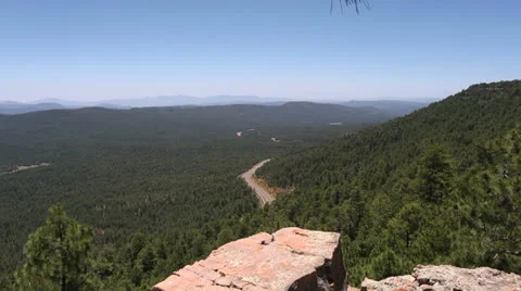 Mountain Forest View with Road Stock Footage 24811715