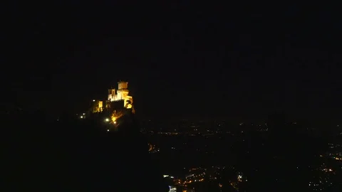 Mountain fortress, Time lapse view of Guaita castle, in San Marino city, from Stock Footage 89637475