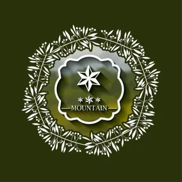 Mountain frame with blur background isolated icon design Illustrazione stock