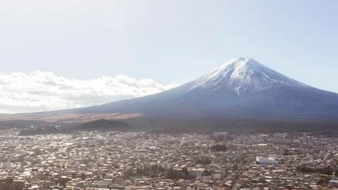 Mountain Fuji and  city in winter Stock Photos