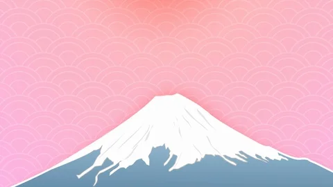 Mountain Fuji in spring , Cherry blossom Sakura on pink color pastel background. Stock Footage 120500431