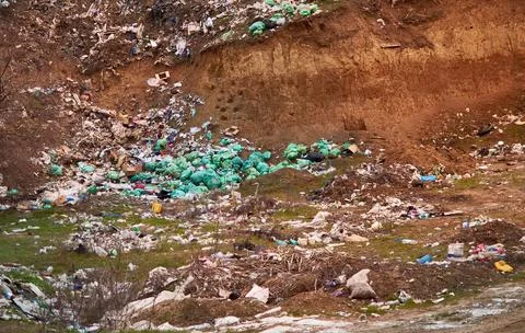 Mountain garbage, plastic waste, pollution concept Stock Photos