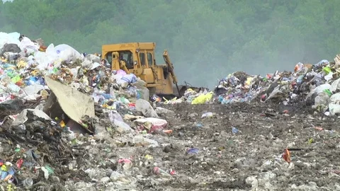 Mountain of garbage. Smoke. Environmental pollution Stock Footage