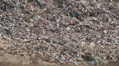 Mountain of garbage waste plastic bottles packages of rotting food Stock Footage 41454536