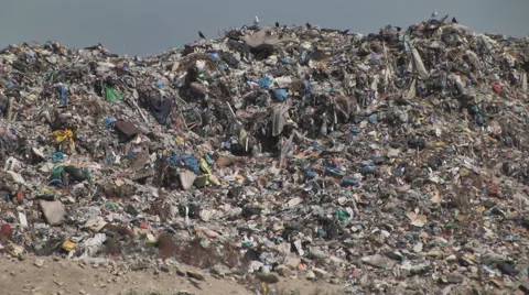 Mountain of garbage waste plastic bottles packages of rotting food Stockbeeldmateriaal 41454540