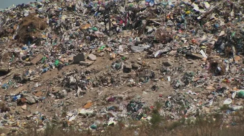 Mountain of garbage waste plastic bottles packages of rotting food Video stock 45036423