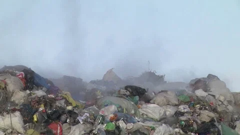 Mountain Of Garbage Waste Plastic Bottles Packages Of Rotting Food Stock Footage