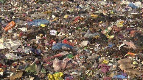 Mountain Of Garbage Waste Plastic Bottles Packages Of Rotting Food Stock Footage 71636055
