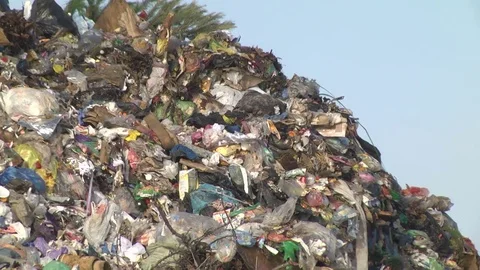 Mountain Of Garbage Waste Plastic Bottles Packages Of Rotting Food Stock Footage 71636189