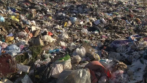 Mountain Of Garbage Waste Plastic Bottles Packages Of Rotting Food Stock Footage 71636722