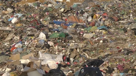 Mountain Of Garbage Waste Plastic Bottles Packages Of Rotting Food Stock Footage 71637173