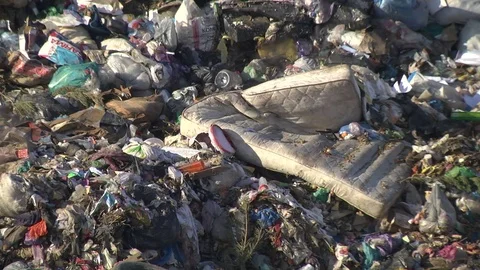 Mountain Of Garbage Waste Plastic Bottles Packages Of Rotting Food Stock Footage 71653619