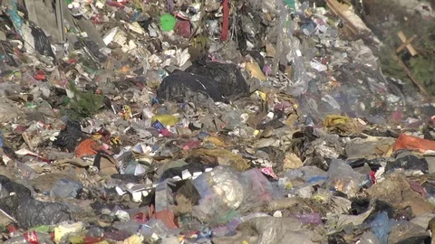 Mountain Of Garbage Waste Plastic Bottles Packages Of Rotting Food Stock Footage 71653620