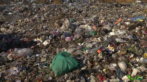 Mountain Of Garbage Waste Plastic Bottles Packages Of Rotting Food Stock Footage 71653637