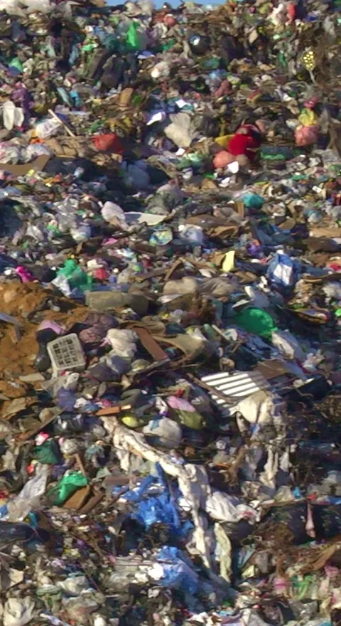 Mountain Of Garbage Waste Plastic Bottles Packages Of Rotting Food Video stock 249307602
