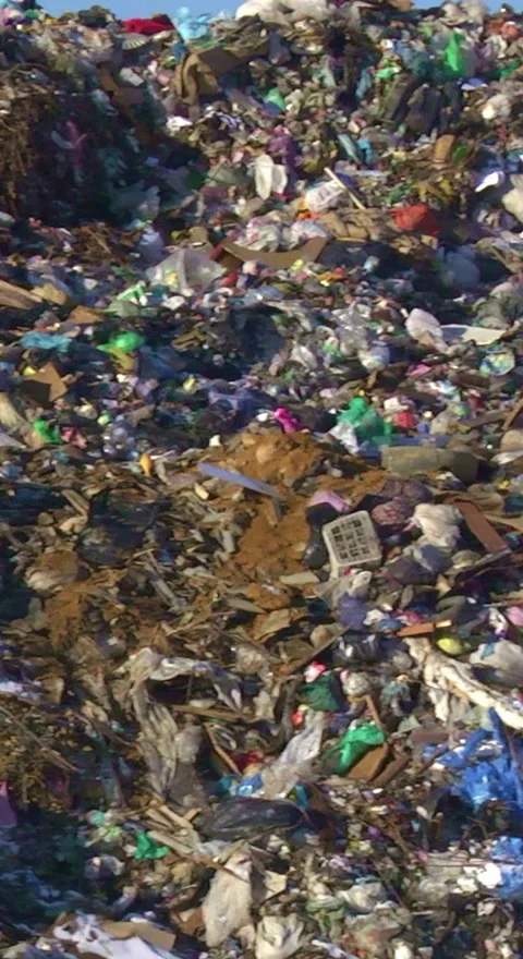 Mountain Of Garbage Waste Plastic Bottles Packages Of Rotting Food Stock Footage 249307610