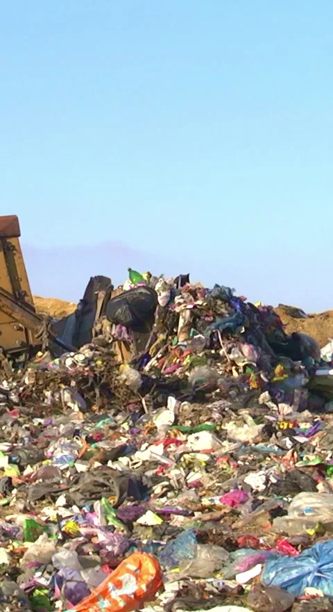 Mountain Of Garbage Waste Plastic Bottles Packages Of Rotting Food Stock Footage 249307613