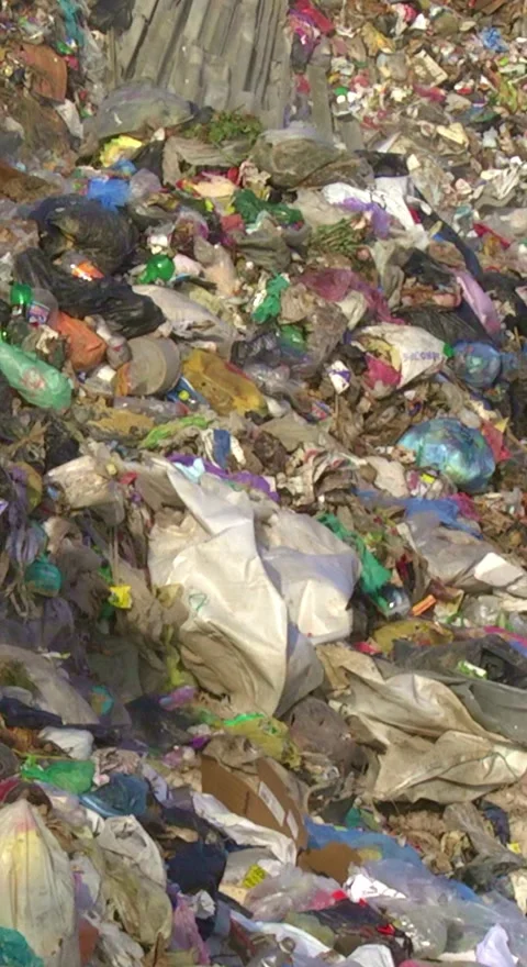 Mountain Of Garbage Waste Plastic Bottles Packages Of Rotting Food Stock Footage 249308007
