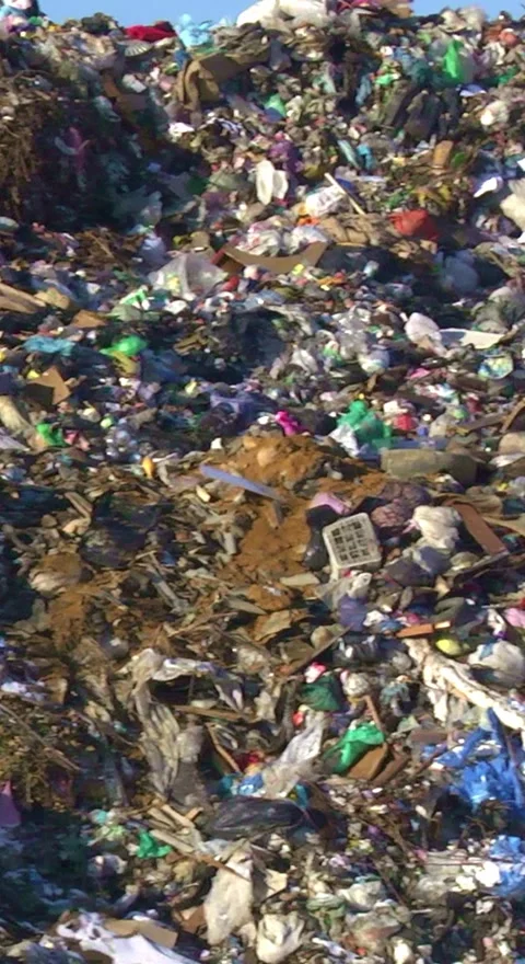 Mountain Of Garbage Waste Plastic Bottles Packages Of Rotting Food Stock Footage 249308060
