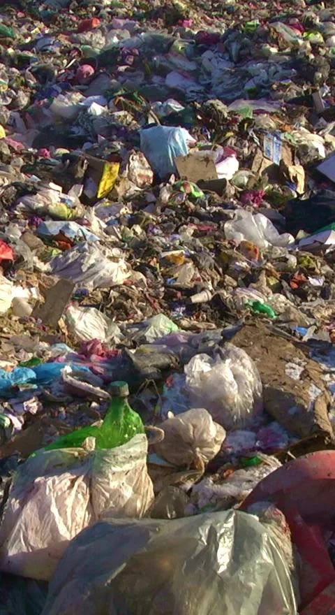 Mountain Of Garbage Waste Plastic Bottles Packages Of Rotting Food Stock Footage 249308632