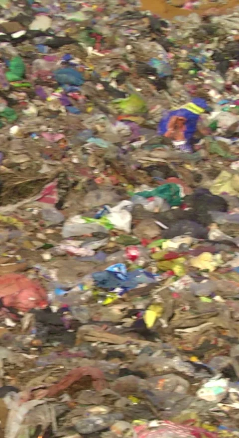 Mountain Of Garbage Waste Plastic Bottles Packages Of Rotting Food Stock Footage 249308848