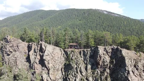Mountain gazebo in the forest Stock Footage 231285388