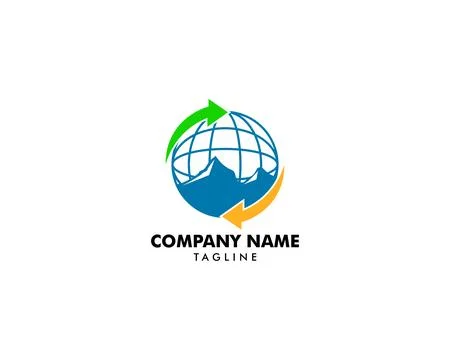 Mountain Globe Logo Icon Design Stock Illustration