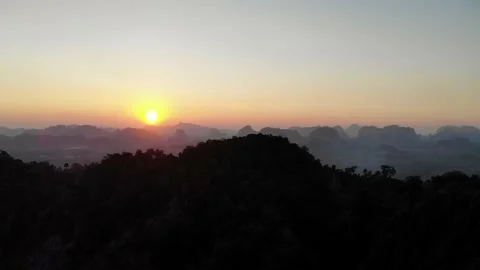 Mountain with Glowing Sunset in Thailand Stock Footage 142316683