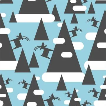 Mountain goat on rock pattern seamless. Animal vector background beast Illustrazione stock