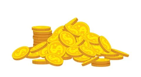 Mountain gold coins stacks flat cartoon vector イラスト素材