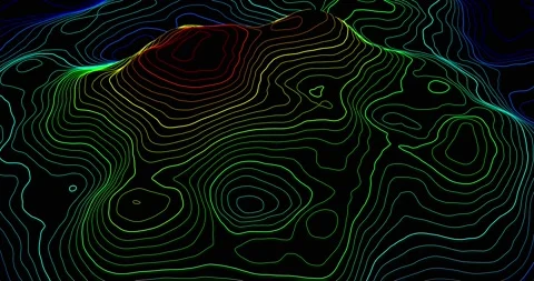Mountain: gradient tinted contour line display. Stock Footage 132928102