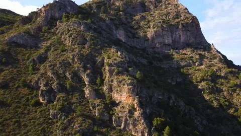 Mountain with grass against the sky - side view Stock Footage 241516900