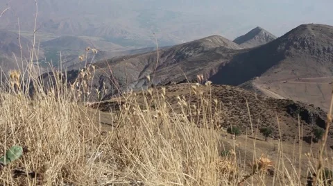 Mountain with grass in foreground Stock Footage 61876887