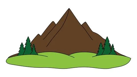 A mountain with a grassy vector illustration Stock Illustration