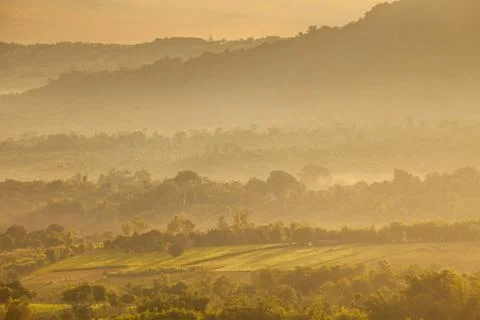 Mountain by green grass Stock Photos
