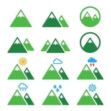 Mountain green vector icons set Stock-Illustration