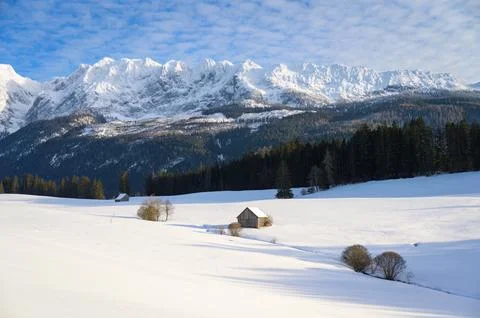 Mountain Grimming on a cold sunny day in winter Stock Photos