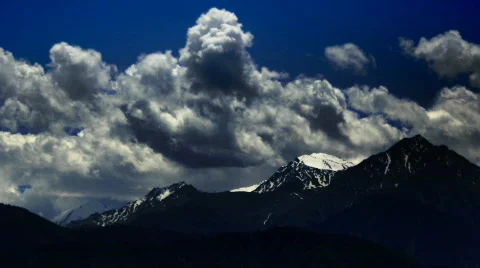 Mountain group with time lapse clouds Stock Footage 566286