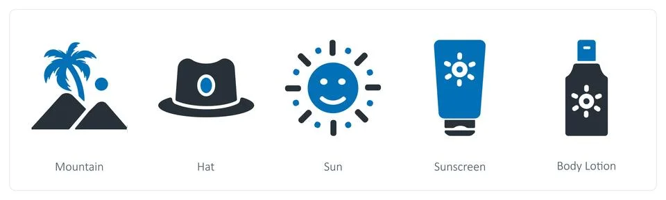 Mountain, hat, sun Stock Illustration