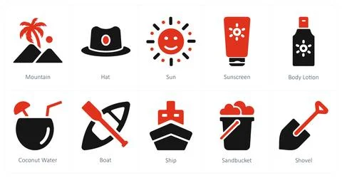 Mountain, hat, sun Stock Illustration