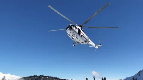 Mountain Helicopter Landing Stock-Footage 88083747